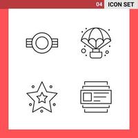 4 Icon Pack Line Style Outline Symbols on White Background Simple Signs for general designing Creative Black Icon vector background