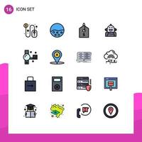 Flat Color Filled Line Pack of 16 Universal Symbols of camcorder emotional skin protection emotion android Editable Creative Vector Design Elements