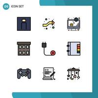 Set of 9 Modern UI Icons Symbols Signs for corporation buildings right building monitor Editable Vector Design Elements