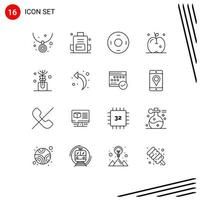 conjunto de 16 iconos modernos de la interfaz de usuario signos de símbolos para el bolso de la escuela de acción de gracias del aceite símbolos de frutas elementos de diseño vectorial editables vector