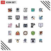 Universal Icon Symbols Group of 25 Modern Filled line Flat Colors of notepad business summer workbook encryption Editable Vector Design Elements