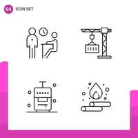 Outline Icon set Pack of 4 Line Icons isolated on White Background for responsive Website Design Print and Mobile Applications Creative Black Icon vector background