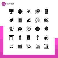 Modern Set of 25 Solid Glyphs Pictograph of junk investment remove growth business Editable Vector Design Elements