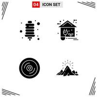 4 Icons Solid Style Grid Based Creative Glyph Symbols for Website Design Simple Solid Icon Signs Isolated on White Background 4 Icon Set Creative Black Icon vector background