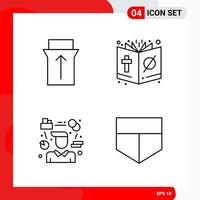 Creative Set of 4 Universal Outline Icons isolated on White Background Creative Black Icon vector background