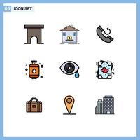 Set of 9 Modern UI Icons Symbols Signs for eye kitchen refund gas callback Editable Vector Design Elements