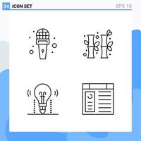 Modern 4 Line style icons Outline Symbols for general use Creative Line Icon Sign Isolated on White Background 4 Icons Pack Creative Black Icon vector background