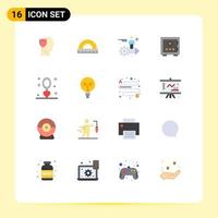 16 User Interface Flat Color Pack of modern Signs and Symbols of deposit lock ruler man arrow Editable Pack of Creative Vector Design Elements