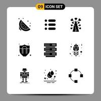 paquete de iconos vectoriales de stock de 9 signos y símbolos de línea para la protección del servidor acceso de escritura elementos de diseño vectorial editables de San Valentín vector