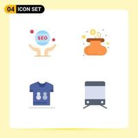 Pack of 4 Modern Flat Icons Signs and Symbols for Web Print Media such as business referee seo money soccer Editable Vector Design Elements