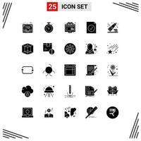 Group of 25 Solid Glyphs Signs and Symbols for document course watch online learning Editable Vector Design Elements