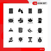 paquete de iconos vectoriales de stock de 16 signos y símbolos de línea para avatar seguridad de halloween garantía facial elementos de diseño vectorial editables vector