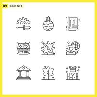 9 Universal Outline Signs Symbols of internet content storage cover big data development balance Editable Vector Design Elements