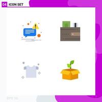 Pack of 4 Modern Flat Icons Signs and Symbols for Web Print Media such as message shirt card wallet ecology Editable Vector Design Elements