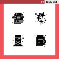 Set of 4 Modern UI Icons Symbols Signs for corporate nurse birthday female nurse file Editable Vector Design Elements