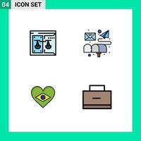4 Creative Icons Modern Signs and Symbols of business heart digital email flag Editable Vector Design Elements