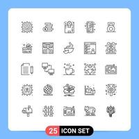 Set of 25 Commercial Lines pack for dumbbell map box location time Editable Vector Design Elements