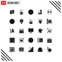 Pictogram Set of 25 Simple Solid Glyphs of dangling earrings time fathers day money multimedia Editable Vector Design Elements