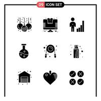 conjunto de 9 iconos de estilo sólido para web y símbolos de glifos móviles para imprimir signos de iconos sólidos aislados en fondo blanco 9 conjunto de iconos fondo de vector de icono negro creativo