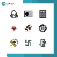 Pictogram Set of 9 Simple Filledline Flat Colors of security beauty rack face mouth Editable Vector Design Elements