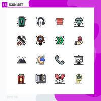 Set of 16 Modern UI Icons Symbols Signs for food holiday bucket event celebration Editable Creative Vector Design Elements