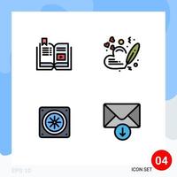 Pictogram Set of 4 Simple Filledline Flat Colors of book computer education love fan Editable Vector Design Elements