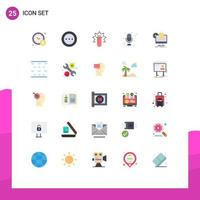 Universal Icon Symbols Group of 25 Modern Flat Colors of ecommerce shopping tube voice mic Editable Vector Design Elements