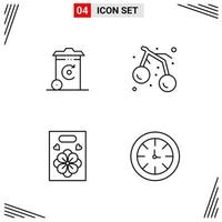 4 Icons Line Style Grid Based Creative Outline Symbols for Website Design Simple Line Icon Signs Isolated on White Background 4 Icon Set Creative Black Icon vector background