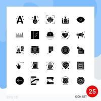 Pack of 25 Modern Solid Glyphs Signs and Symbols for Web Print Media such as eye heart eyesight love vision Editable Vector Design Elements