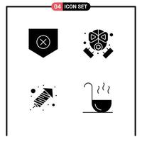 Editable Vector Line Pack of 4 Simple Solid Glyphs of protect fire work x mask kitchen Editable Vector Design Elements