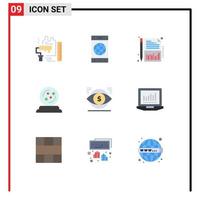 Pictogram Set of 9 Simple Flat Colors of eye october world mage sheet Editable Vector Design Elements