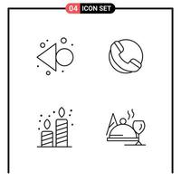 Set of 4 Line Style Icons for web and mobile Outline Symbols for print Line Icon Signs Isolated on White Background 4 Icon Set Creative Black Icon vector background