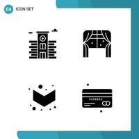 Vector Pack of 4 Glyph Symbols Solid Style Icon Set on White Background for Web and Mobile Creative Black Icon vector background