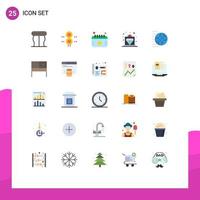 User Interface Pack of 25 Basic Flat Colors of logistic service calendar royal offer Editable Vector Design Elements