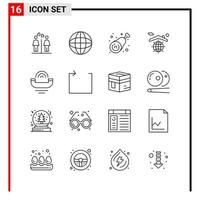 16 General Icons for website design print and mobile apps 16 Outline Symbols Signs Isolated on White Background 16 Icon Pack Creative Black Icon vector background