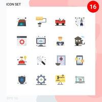 Concepto de 16 colores planos para sitios web móviles y aplicaciones que configuran el dibujo a lápiz del vehículo del navegador paquete editable de elementos de diseño de vectores creativos