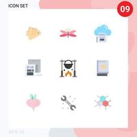 9 Thematic Vector Flat Colors and Editable Symbols of email document fly archive data Editable Vector Design Elements