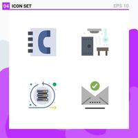 4 Universal Flat Icons Set for Web and Mobile Applications book agile contacts relax scrum Editable Vector Design Elements