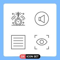 4 Line Black Icon Pack Outline Symbols for Mobile Apps isolated on white background 4 Icons Set Creative Black Icon vector background