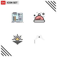 Universal Icon Symbols Group of 4 Modern Filledline Flat Colors of build light engineer hat open Editable Vector Design Elements