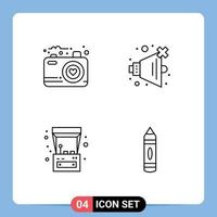 Line Pack of 4 Universal Symbols of camera game photo volume drawing Editable Vector Design Elements