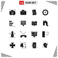 Modern Set of 16 Solid Glyphs and symbols such as navigation report letter paper data Editable Vector Design Elements