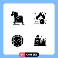 4 Solid Black Icon Pack Glyph Symbols for Mobile Apps isolated on white background 4 Icons Set Creative Black Icon vector background