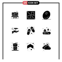 User Interface Pack of 9 Basic Solid Glyphs of shoes receive food plane mail Editable Vector Design Elements