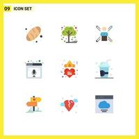 Modern Set of 9 Flat Colors Pictograph of podcast microphone career internet person Editable Vector Design Elements