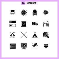 Modern Set of 16 Solid Glyphs and symbols such as system dns lift gear work Editable Vector Design Elements