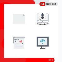 Pack of 4 Modern Flat Icons Signs and Symbols for Web Print Media such as document route pen software destination Editable Vector Design Elements