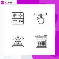 Line Icon set Pack of 4 Outline Icons isolated on White Background for Web Print and Mobile Creative Black Icon vector background