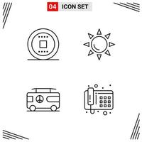 4 Icons Line Style Grid Based Creative Outline Symbols for Website Design Simple Line Icon Signs Isolated on White Background 4 Icon Set Creative Black Icon vector background