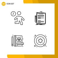 4 Icon Set Line Style Icon Pack Outline Symbols isolated on White Backgound for Responsive Website Designing Creative Black Icon vector background